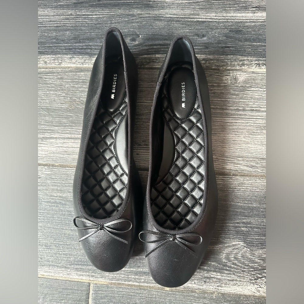 NWOT Birdies The Hummingbird Ballet Flats Black Noir Leather Size 12 - Picture 7 of 12